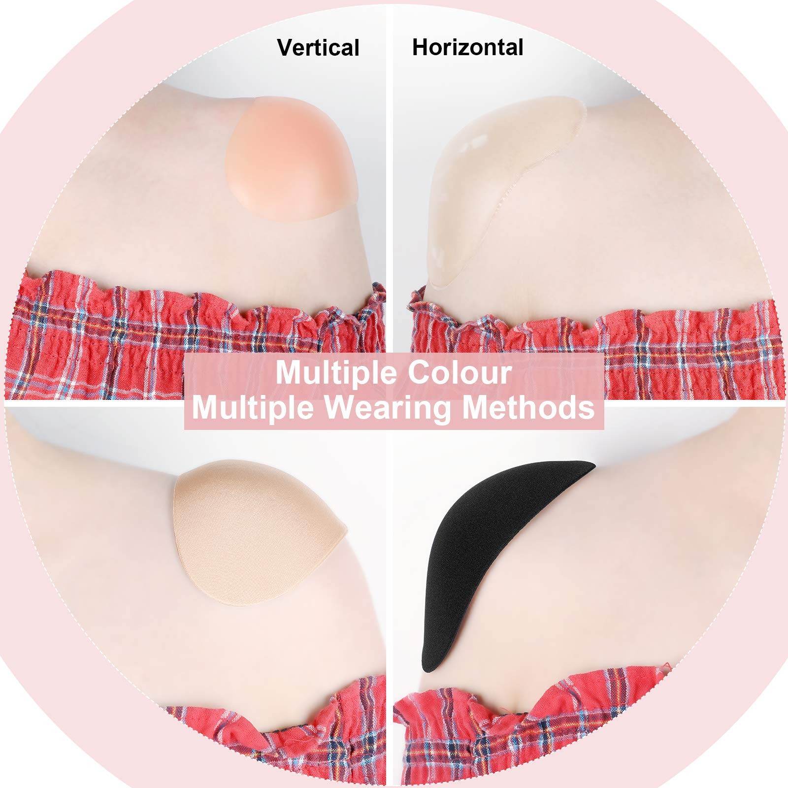 4 Pairs Women Shoulder Pads Push Up Soft Adhesive Silicone Anti Slip Enhancer