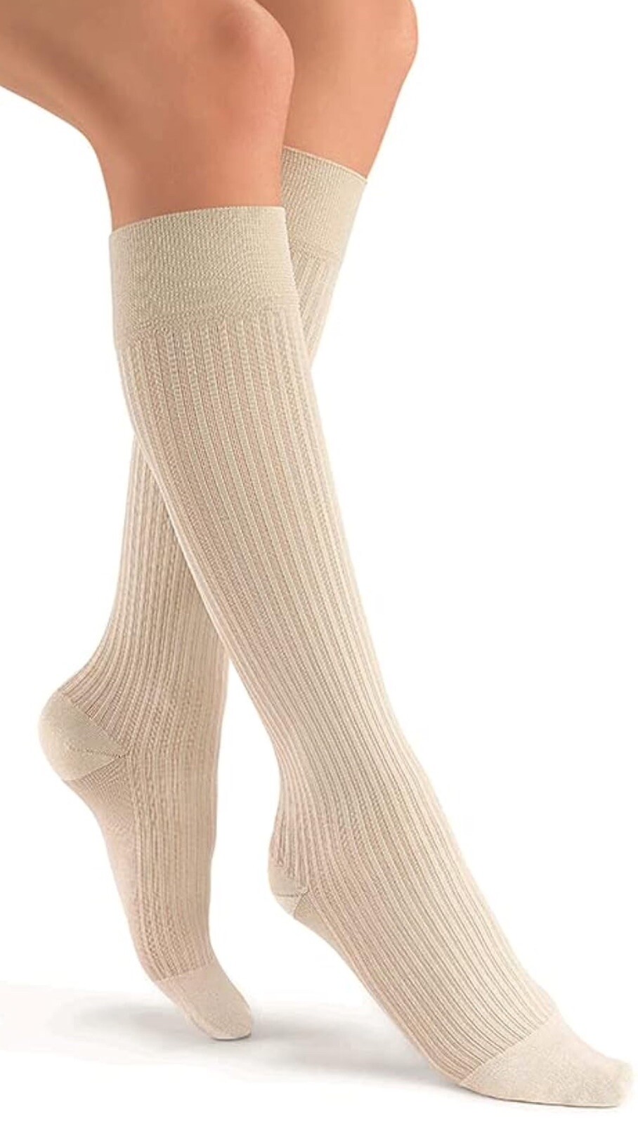 Jobst soSoft Ribbed Knee High Closed Toe 8-15 mmHg Sand Small