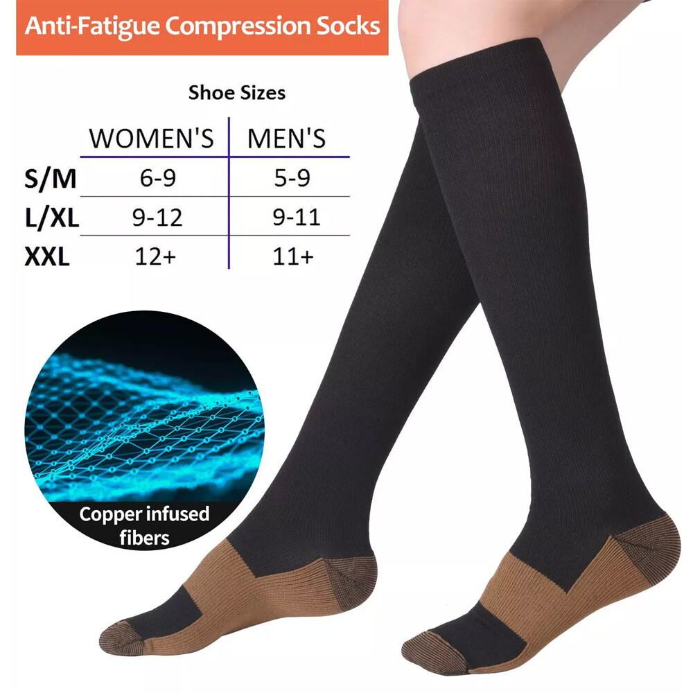 3 Pairs 20-30 mmHg Medical Grade-Ⅱ Closed Toe Socks Knee High Compression Socks