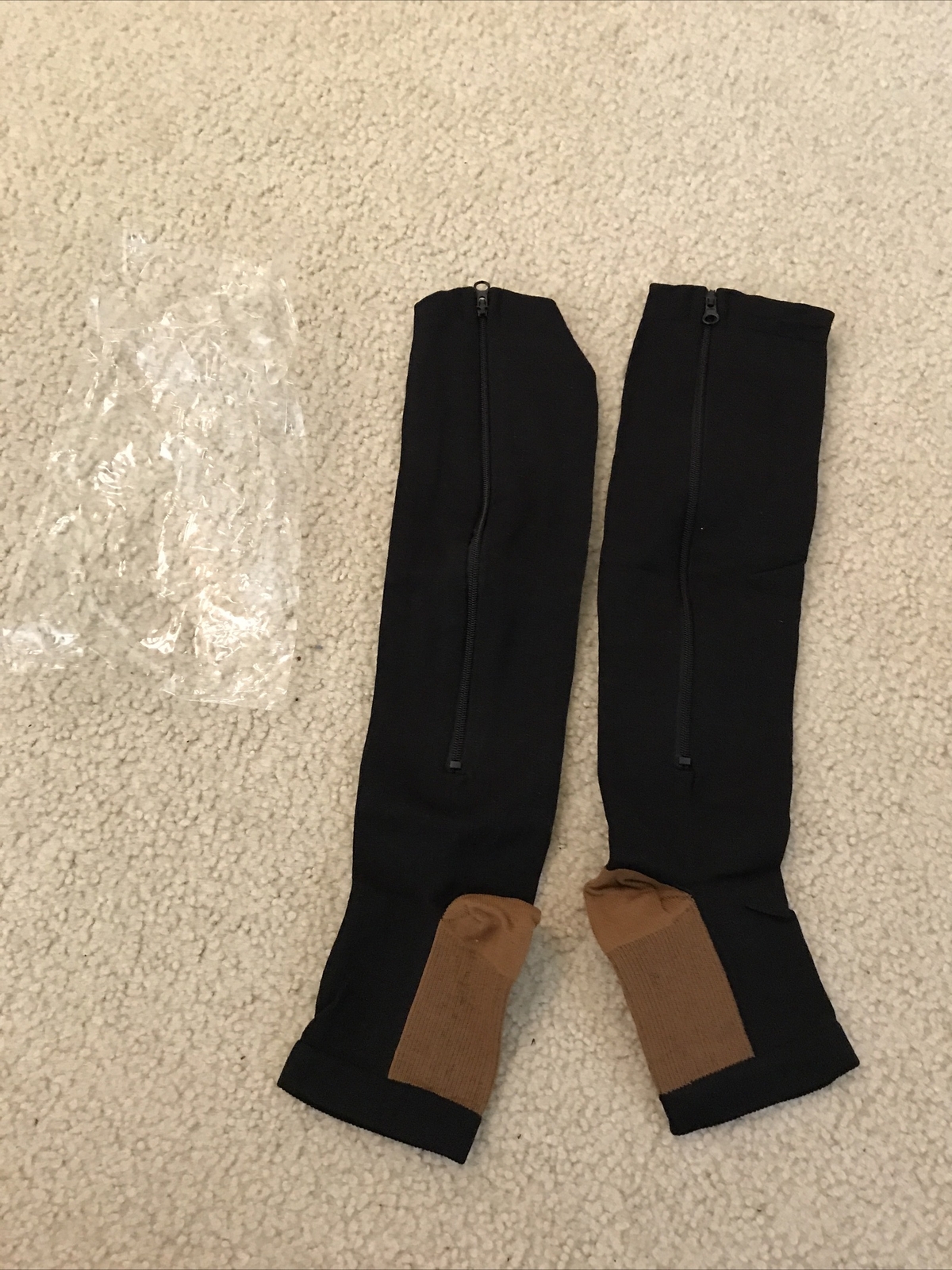 Compression Socks, Zipper Side, Open Toe – black, NEW