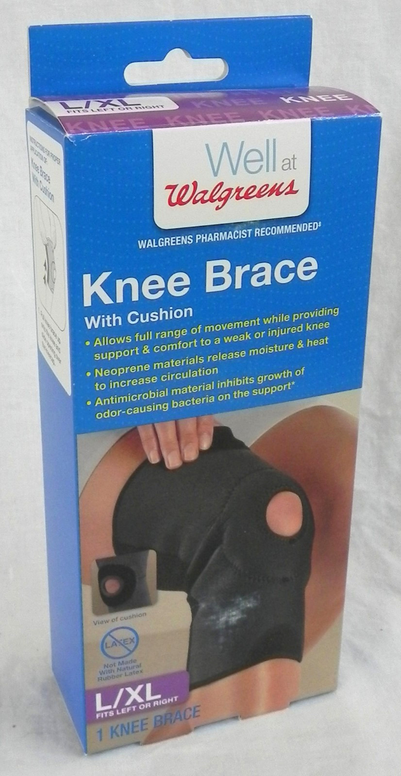 Walgreen’s “Knee Brace With Cushion” Size L/XL, Left/Right, Neoprene, Exc in Box