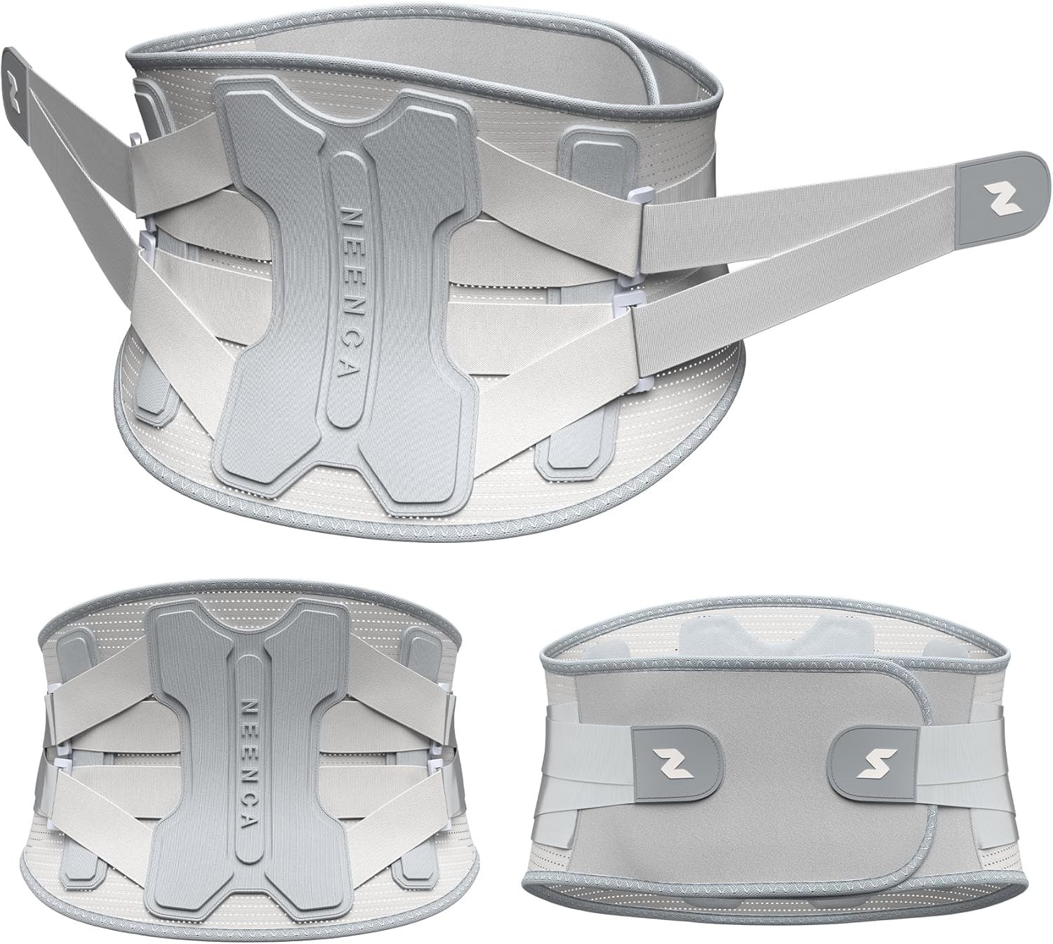 NEENCA Back Brace Pain Relief Bionic Support System UNISEX Gray Size 3XXX