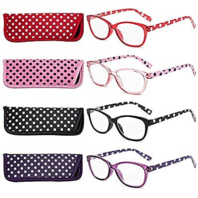 Polka Dots Fashion Ladies Reading Glasses 4 Pairs High Quality Spring Hinge Read