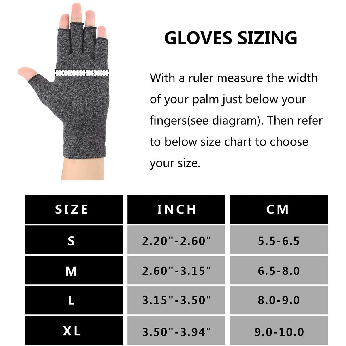 Compression Fingerless Gloves for Computer Typing and Dailywork (Gray, M Pair)