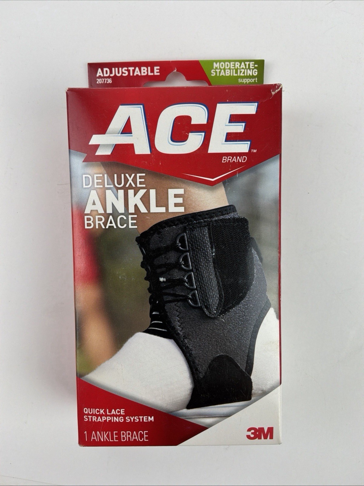 ACE Brand Deluxe Ankle Brace Adjustable Stabilizer Lace Strapping One Size 3M