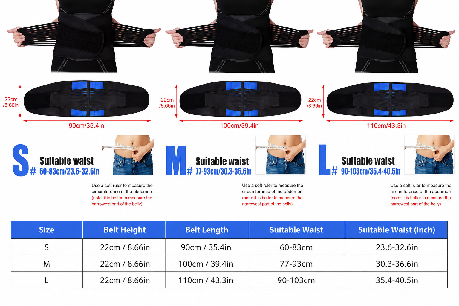 Adjustable Lower Back Brace Lumbar Support Waist Belt Pain Relief S-6XL Plussize