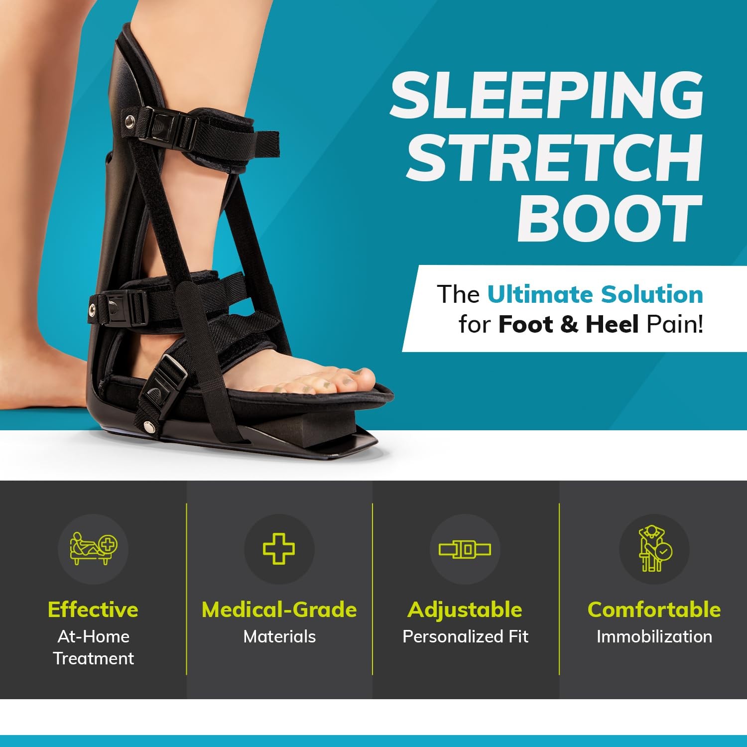 BraceAbility Sleeping Stretch Boot – Plantar Fasciitis Night Foot Splint Adju…