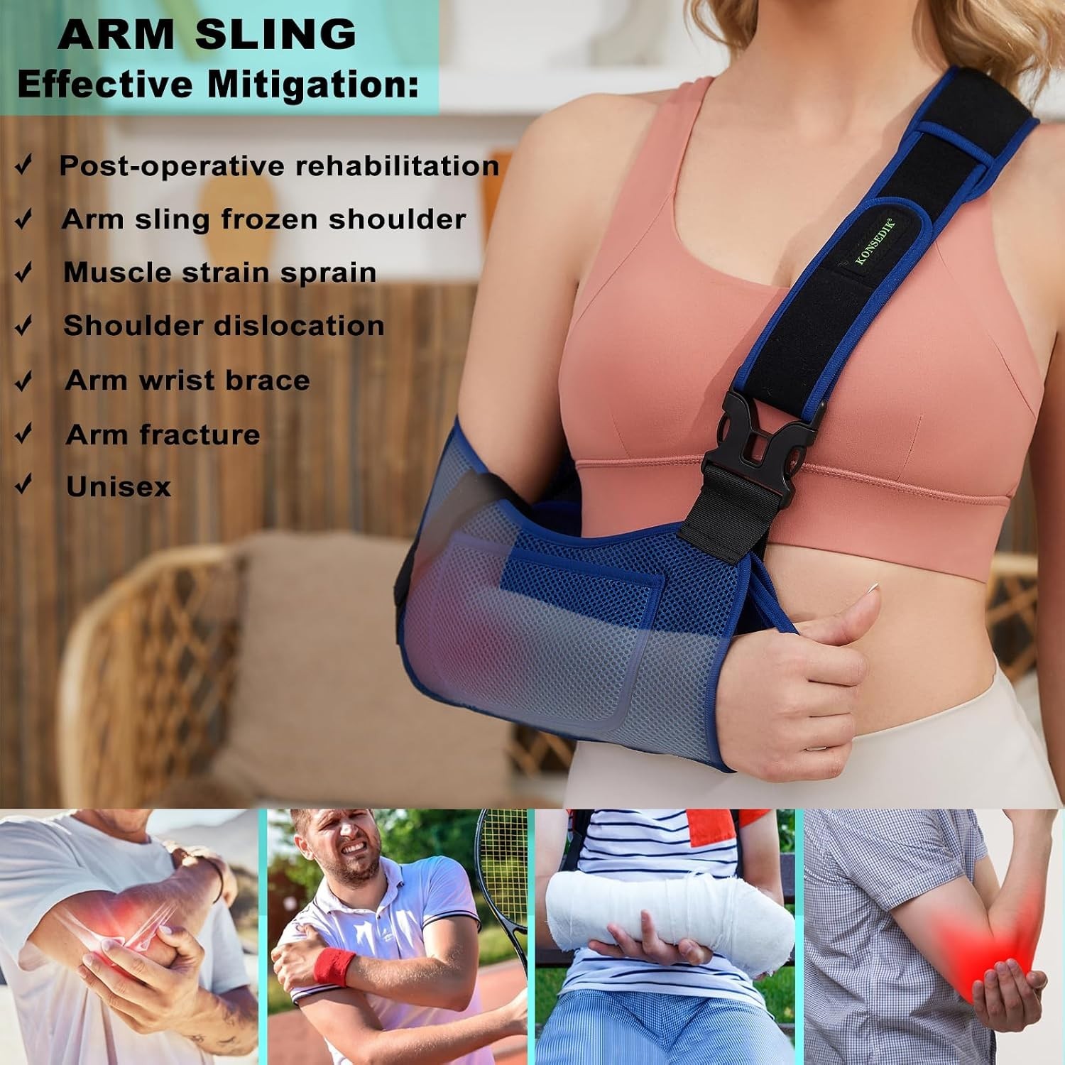 Adjustable Arm Sling – Lightweight Breathable Brace for Rotator Cuff Recovery