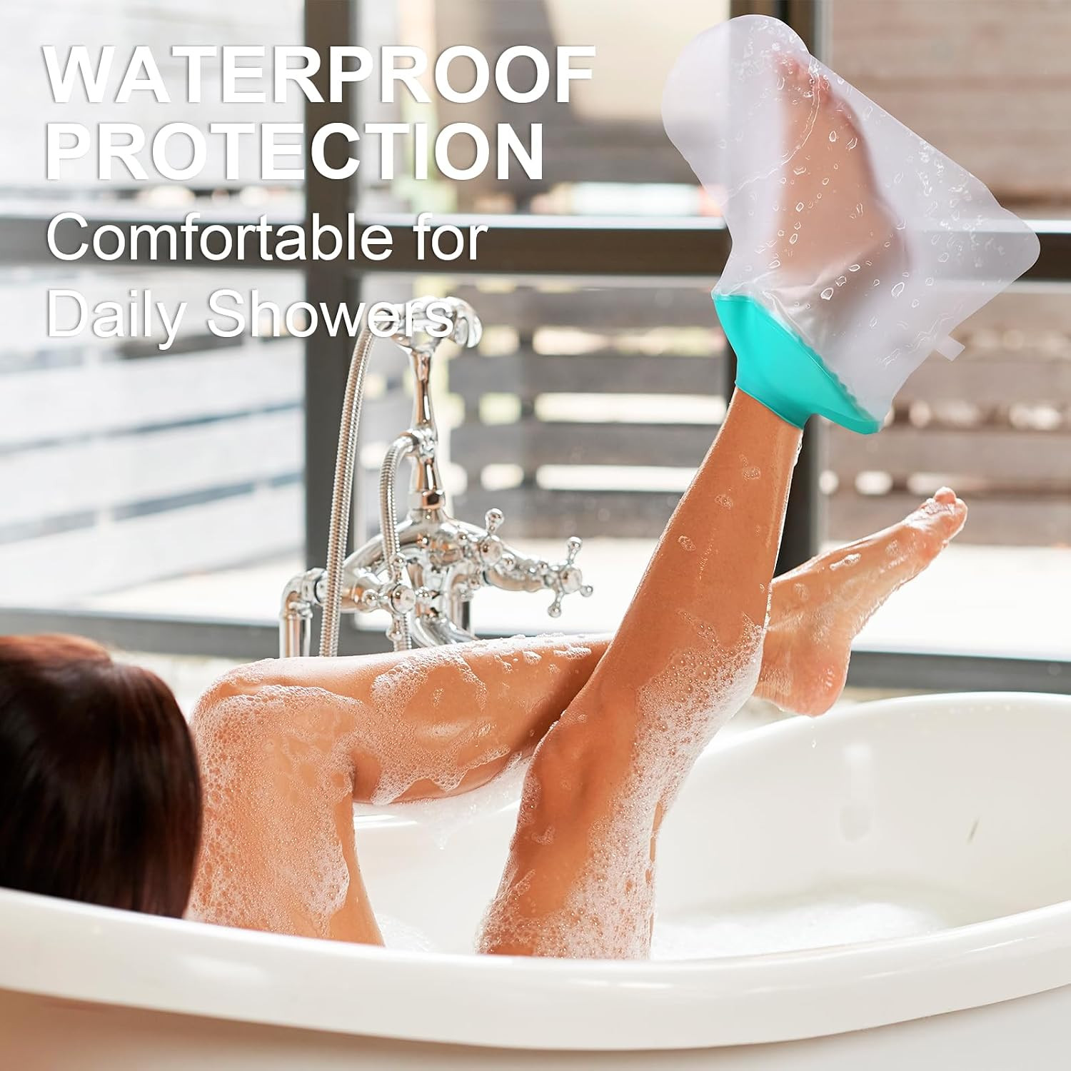 Waterproof Leg Cast Cover for Showering, Reusable Shower Sleeve for Foot after S