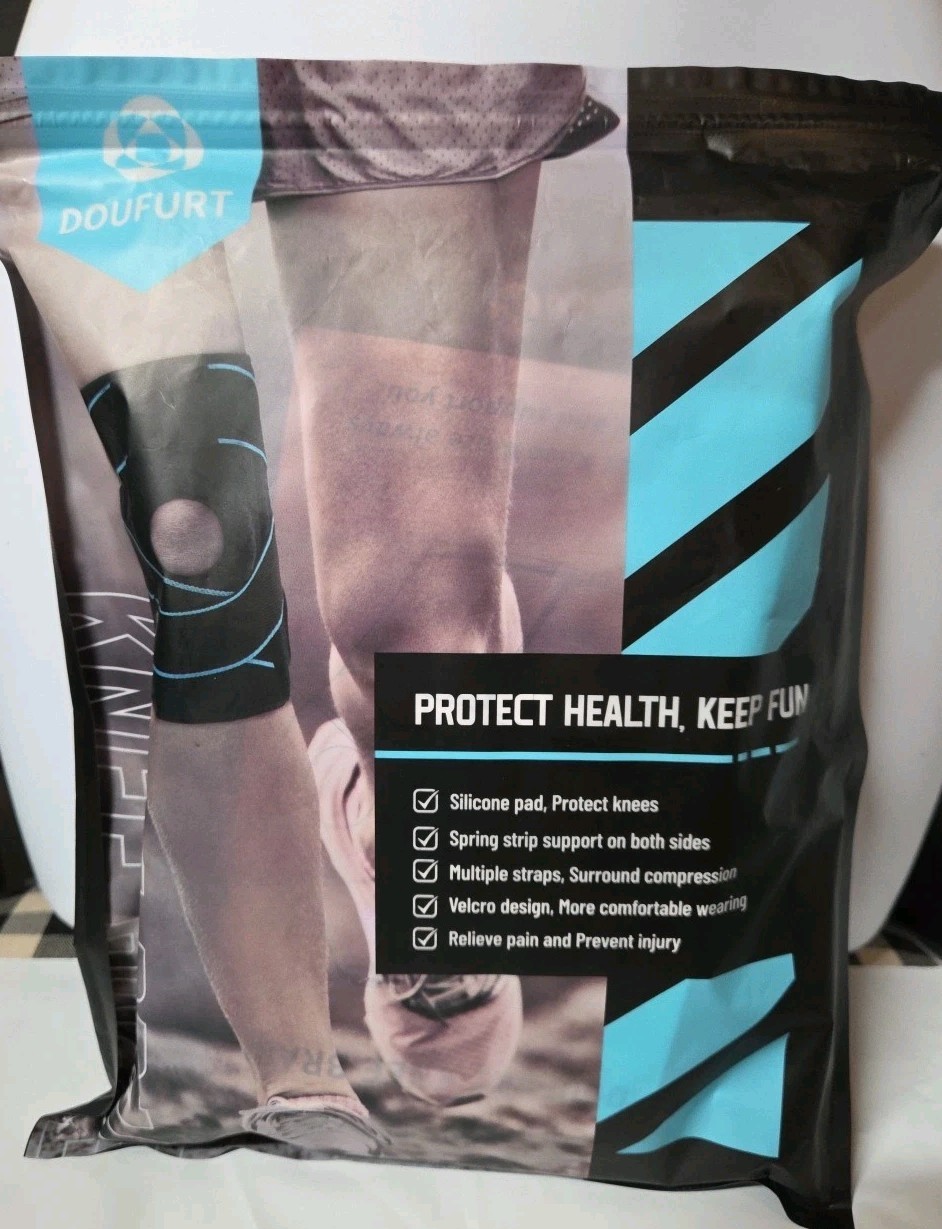 NEW! DOUFURT KNEE BRACE GREY & BLACK LARGE MEN AND WOMAN SUPPORT
