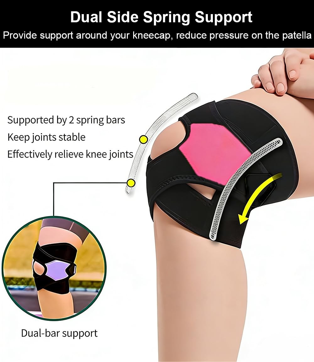 Knee Brace with Side Stabilizers for Meniscus Tear, Braces Rose Red