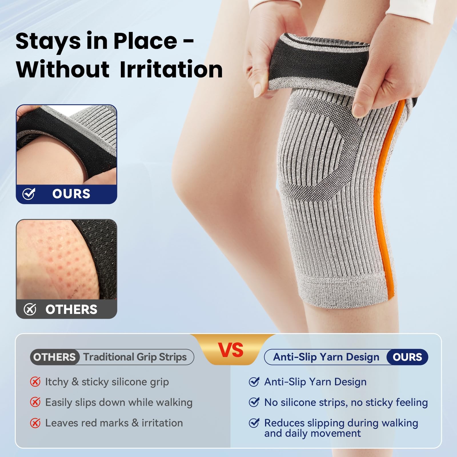 JOMVD Knee Compression Sleeve for Arthritis Pain – Brace Large, Grey