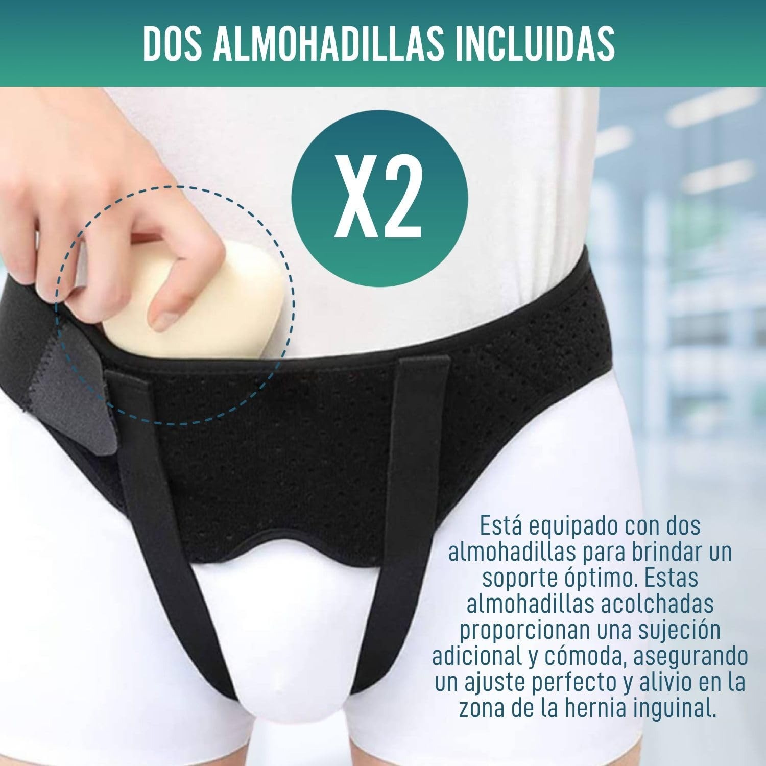 Hernia Support Brace Truss Double Inguinal Belt 2 Removable Pads & Groin Straps