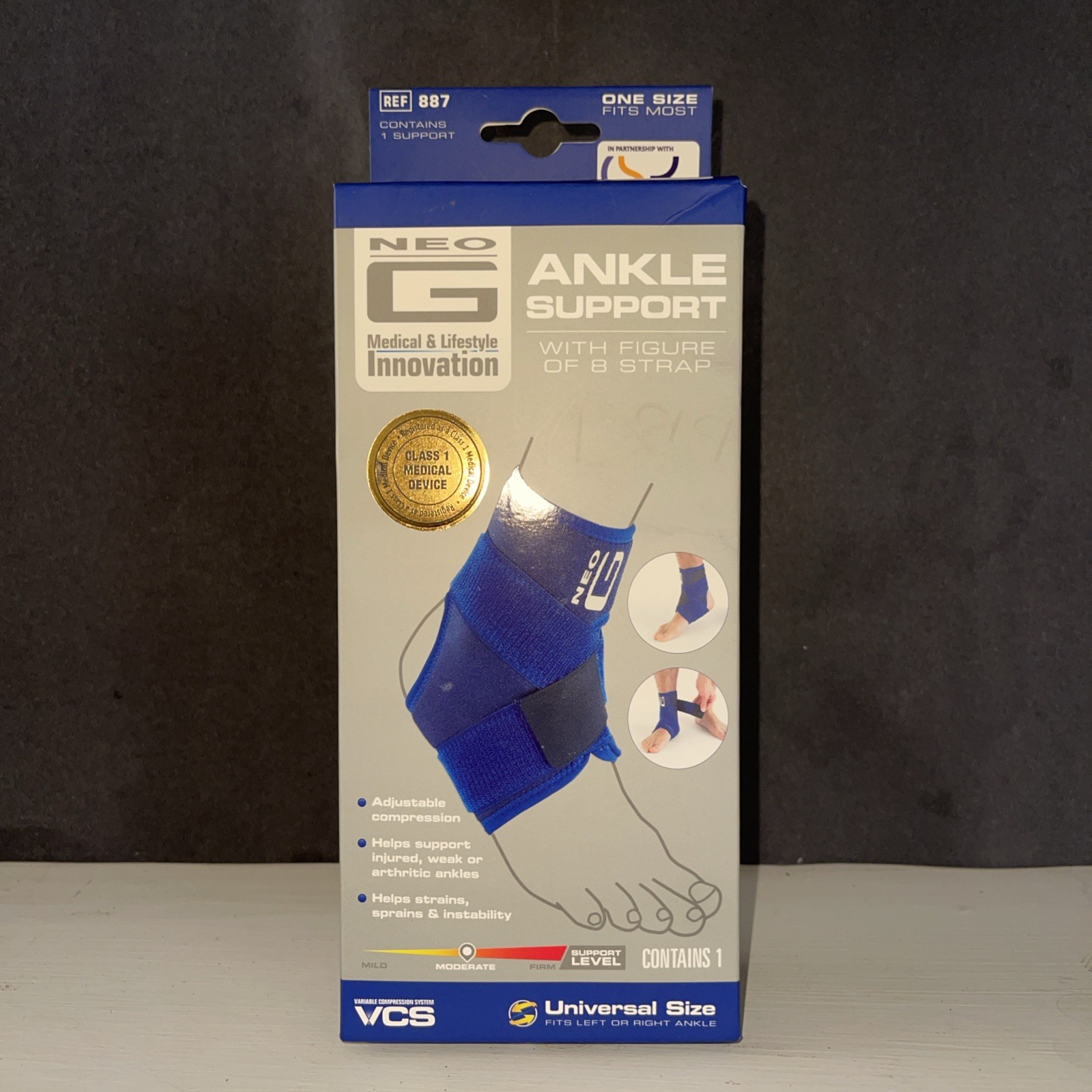 Neo-G Ankle Support with Figure of 8 Strap One Size All – Left Or Right Ankle!