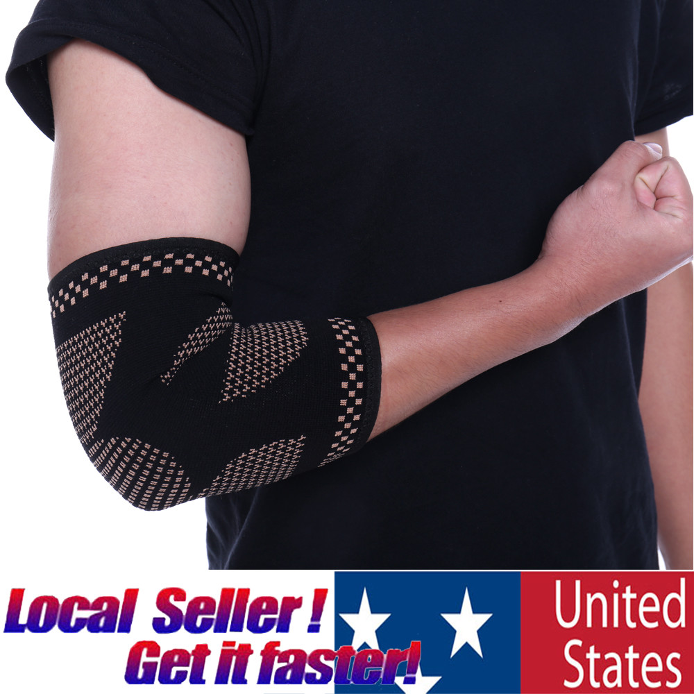 Elbow Support Sleeve Compression Brace Copper Tendinitis Sports Workout Strap US