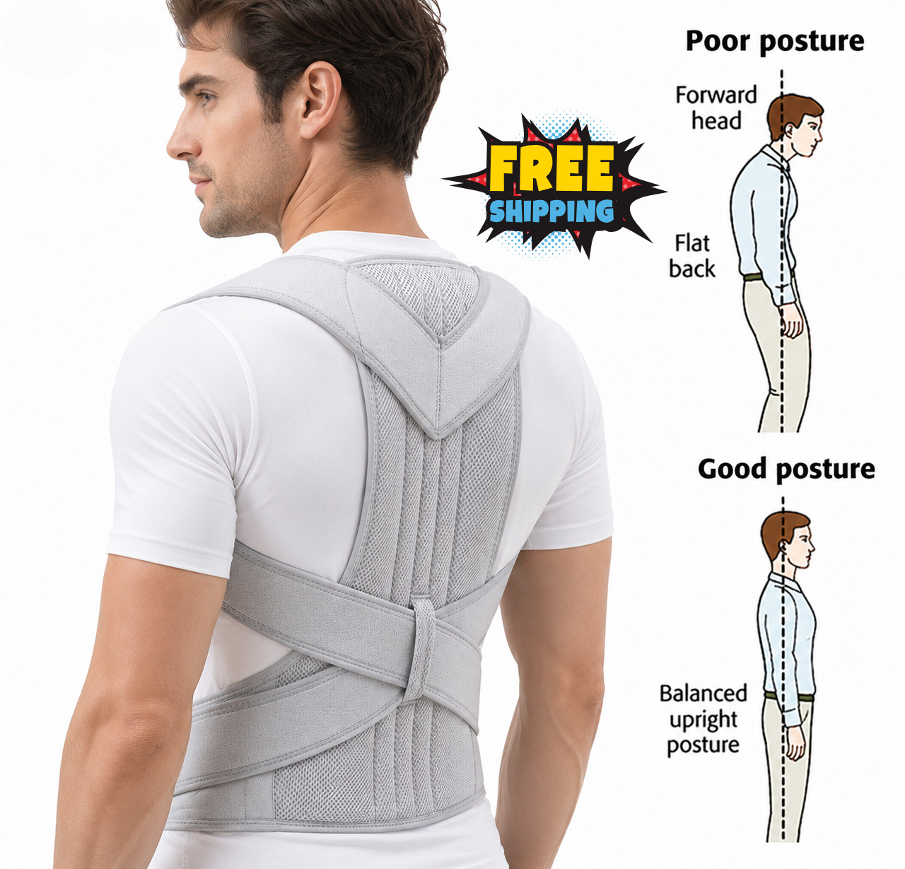 Adjustable Posture Corrector Low Back Support Shoulder Brace Belt for Men Women