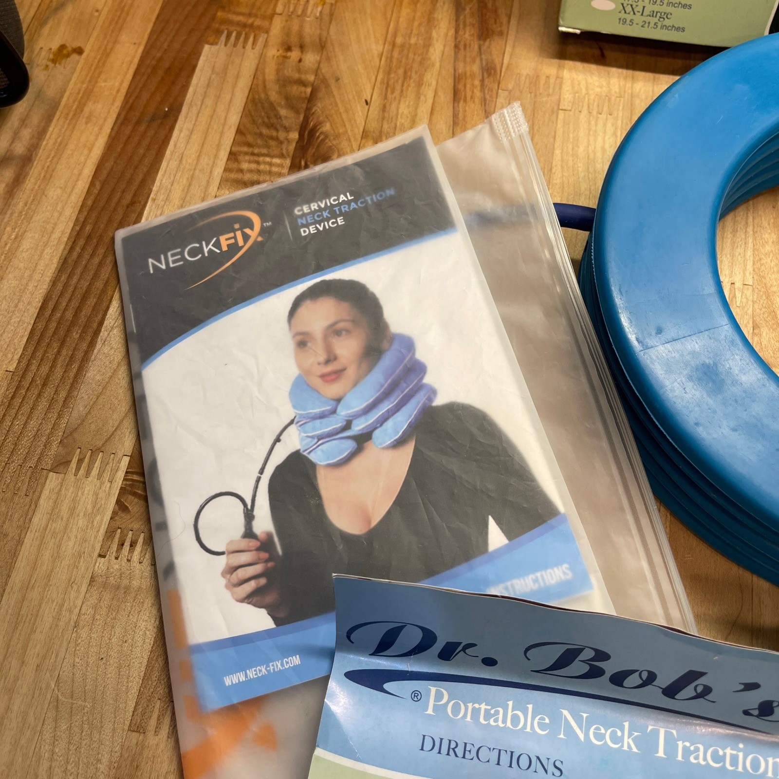Dr. Bobs Portable Neck Traction Device Large Blue Inflatable Cervical Relief