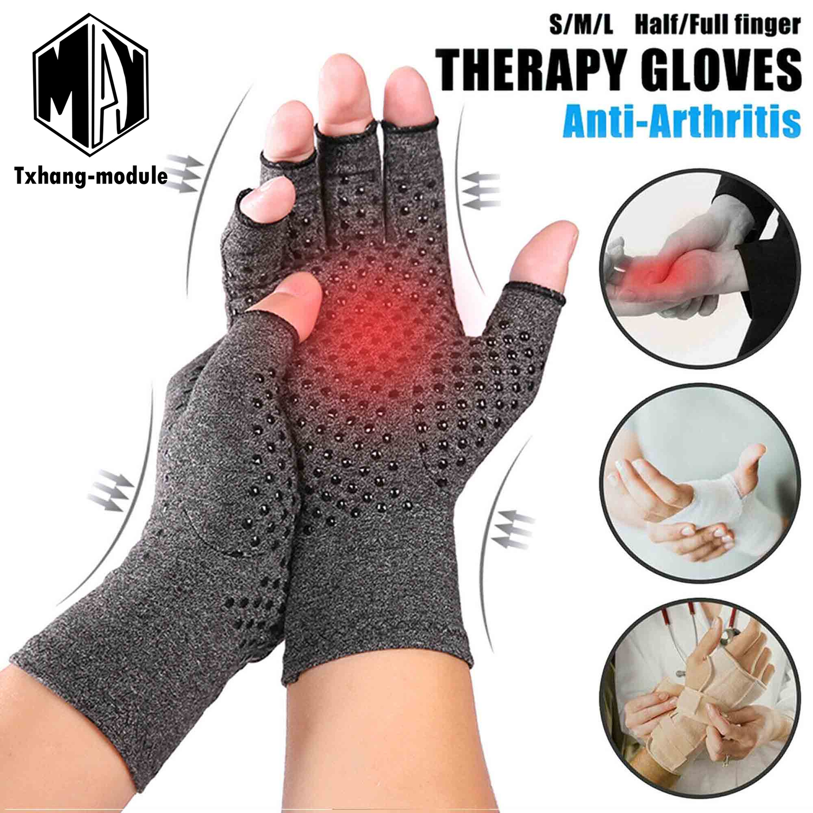 Copper Arthritis Gloves Compression Joint Rheumatoid Osteoarthritis Relief A2TM