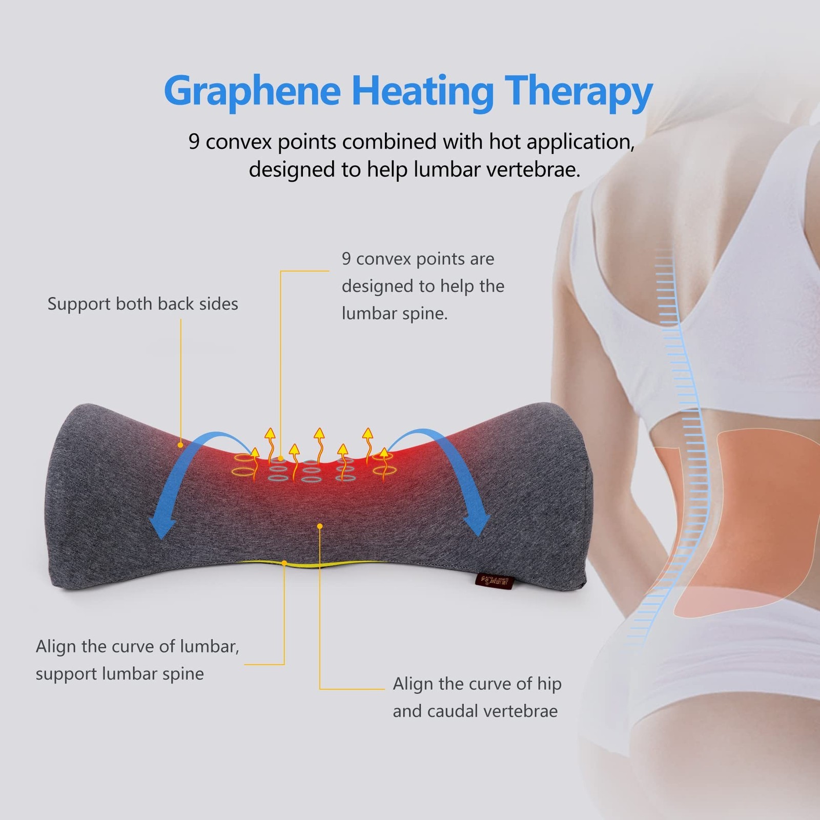 Cozyhealth Lumbar Support Pillow for Sleeping, Heated Lower Back Pillow with …