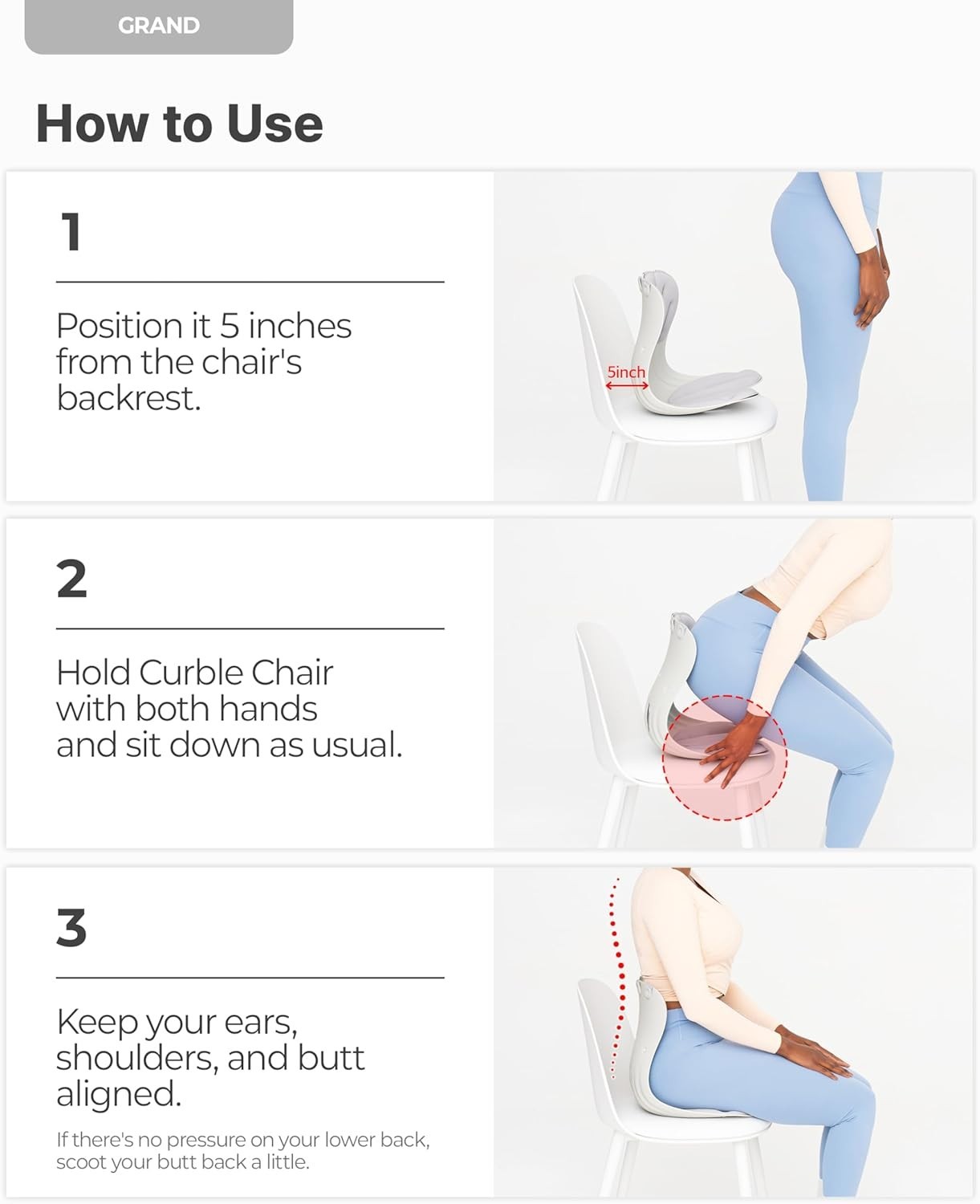 Ergonomic Back Support Cushion for Posture Correction & Back Pain Relief – Grey