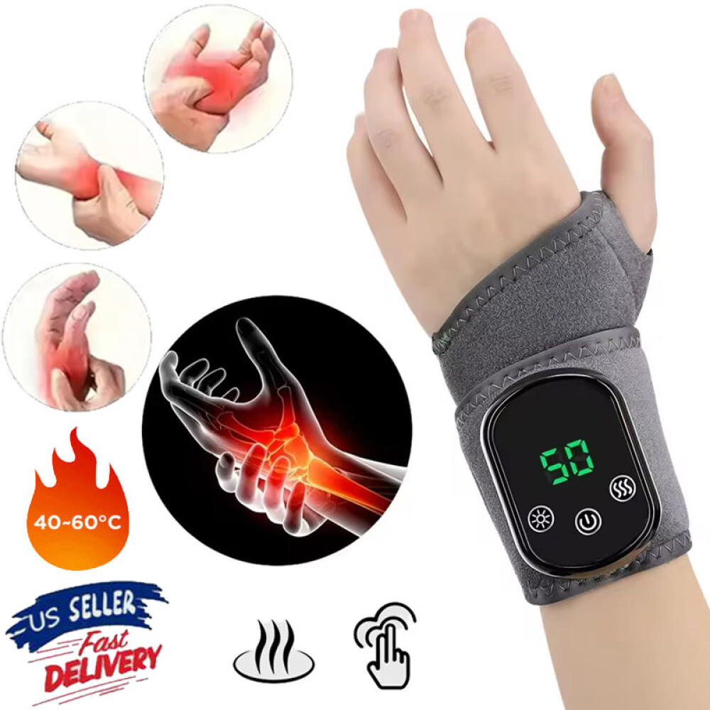 Electric Vibration Heating Wrist Massage Hand Brace Support Pain Relief Therapy