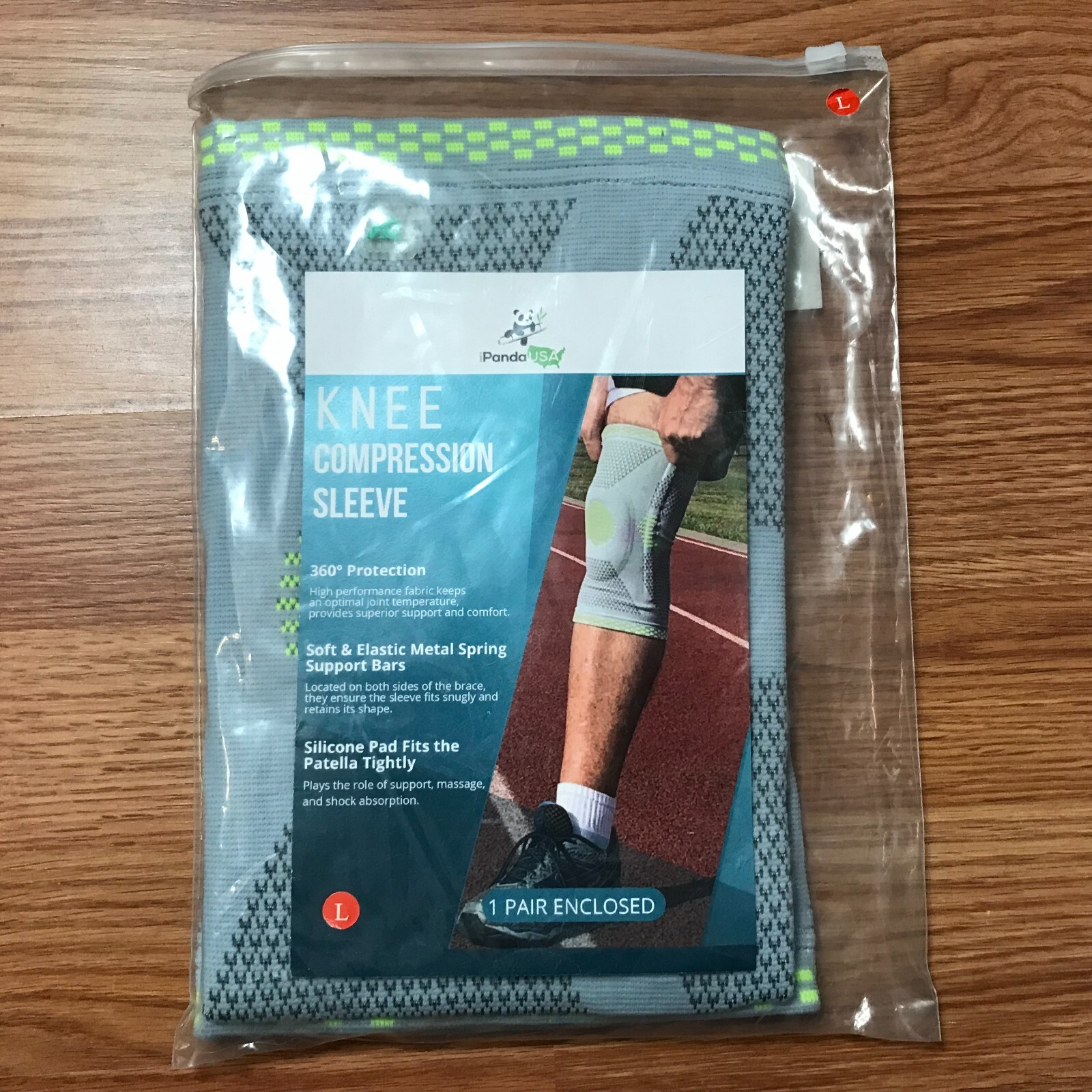 2 Knee Sleeve L Compression Brace Support Joint Silicon Pad Pain Relief NEW