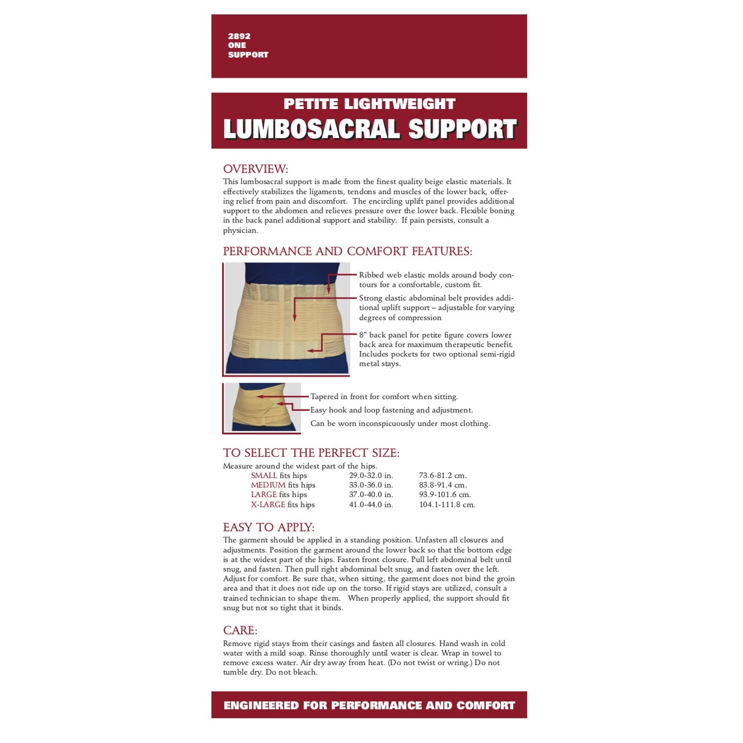 OTC Petite Lumbo-Sacral Support, Abdominal Uplift, 8-Inch Lower Medium, Beige