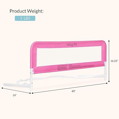 Adjustable Height Smooth Angle Safety Pink Child Bed Rail