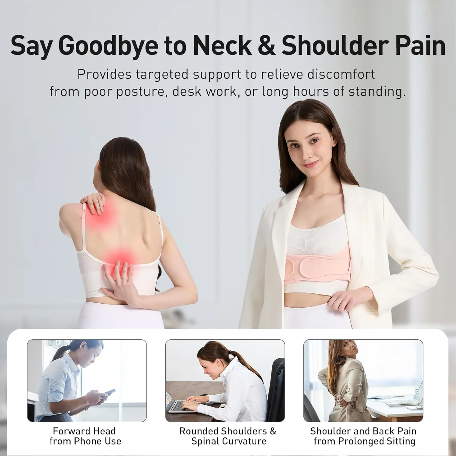 Posture Corrector For Women Back Brace Shoulder Straightener Pink Size S M New