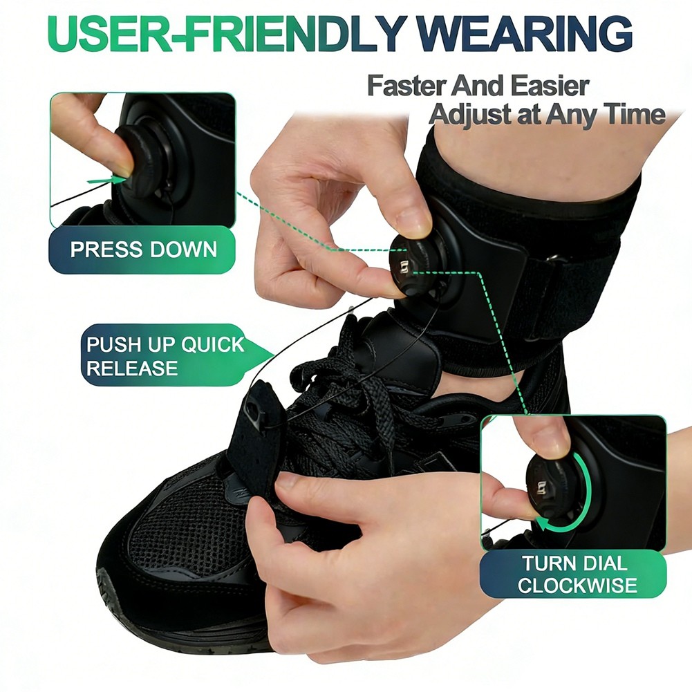 Drop Foot Brace with Reel-Adjust Dorsiflexion Drop Foot Support Lifting 3469