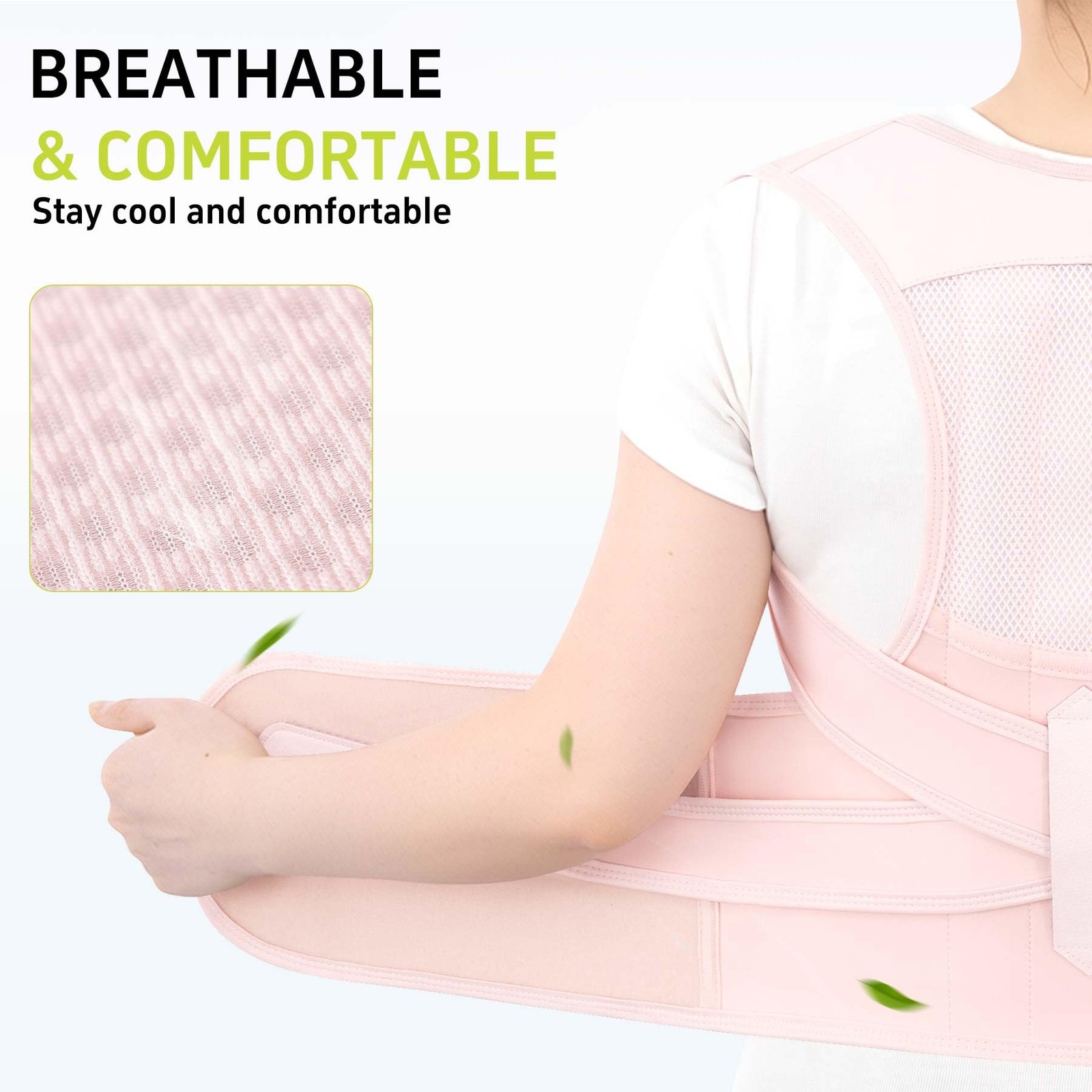 QFE Back Brace Posture Corrector for Women and Men Straightener Large, Pink