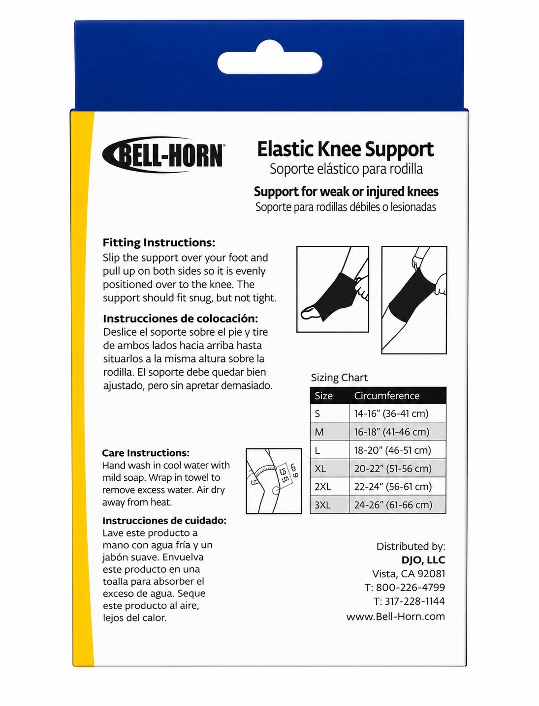 Bell-Horn Elastic Knee Support XL Beige Compression Sleeve Weak Injured Knee