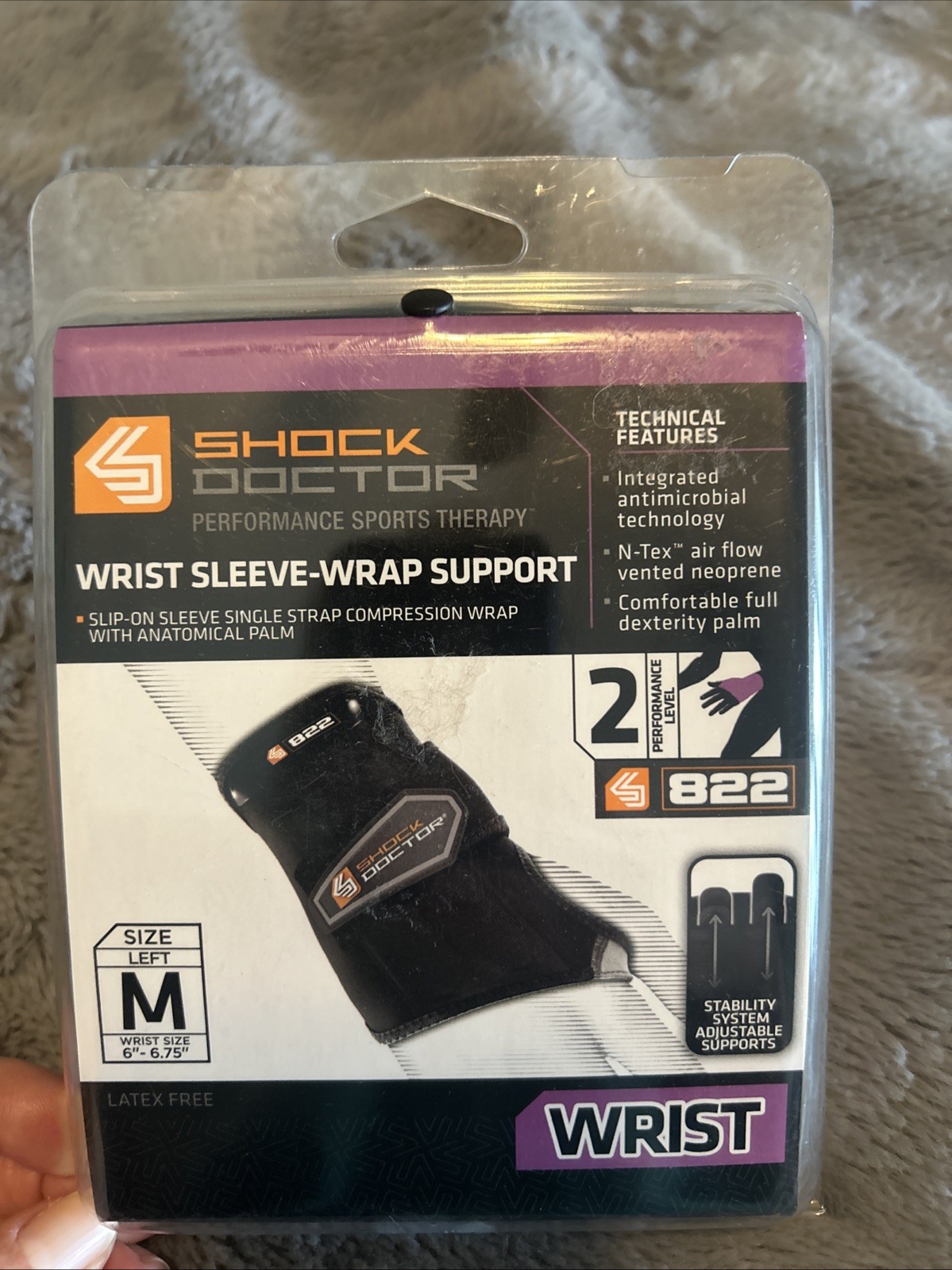 Shock Doctor Wrist Single Strap Support Performance Level 2, Left Size M – 822
