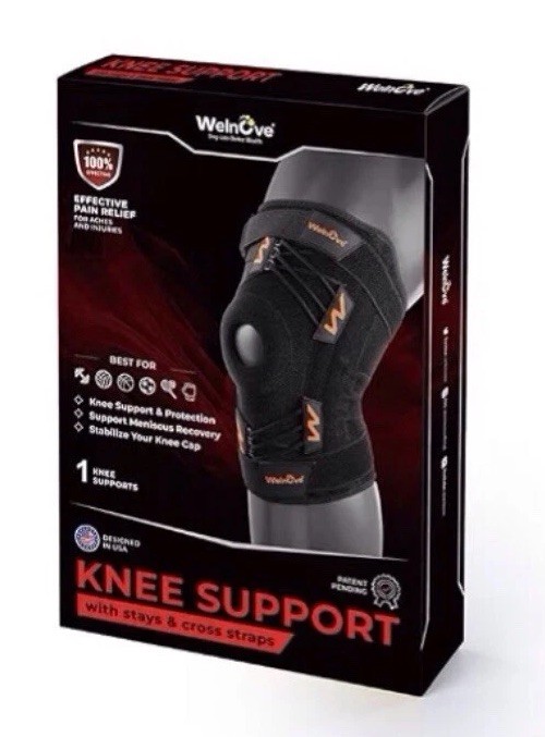 WELNOVE : Professional Knee Brace Support With Pads & Side Stabilizer-XL