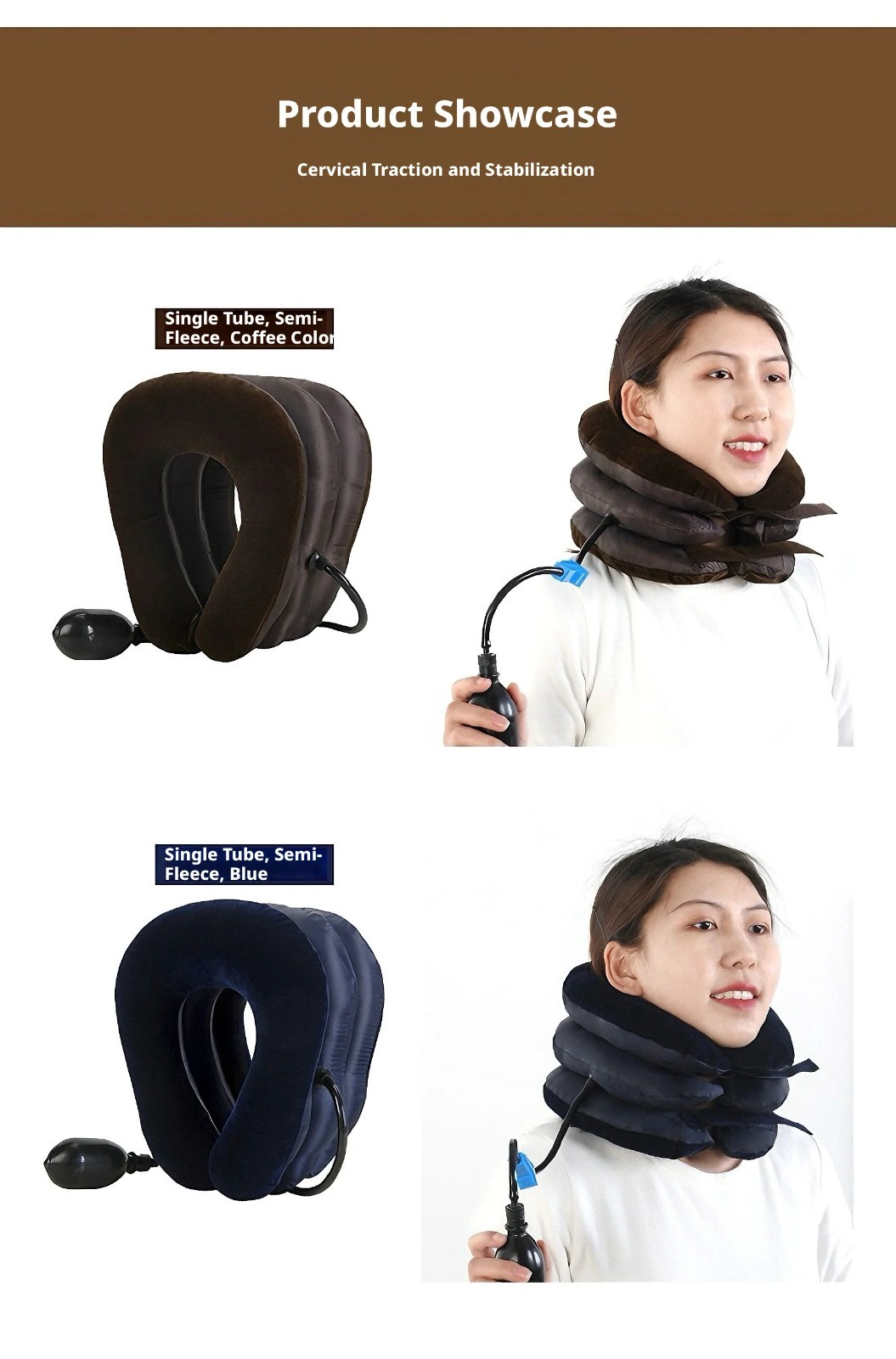 Inflatable Neck Traction Brace Cervical Collar Portable Air Neck Stretcher