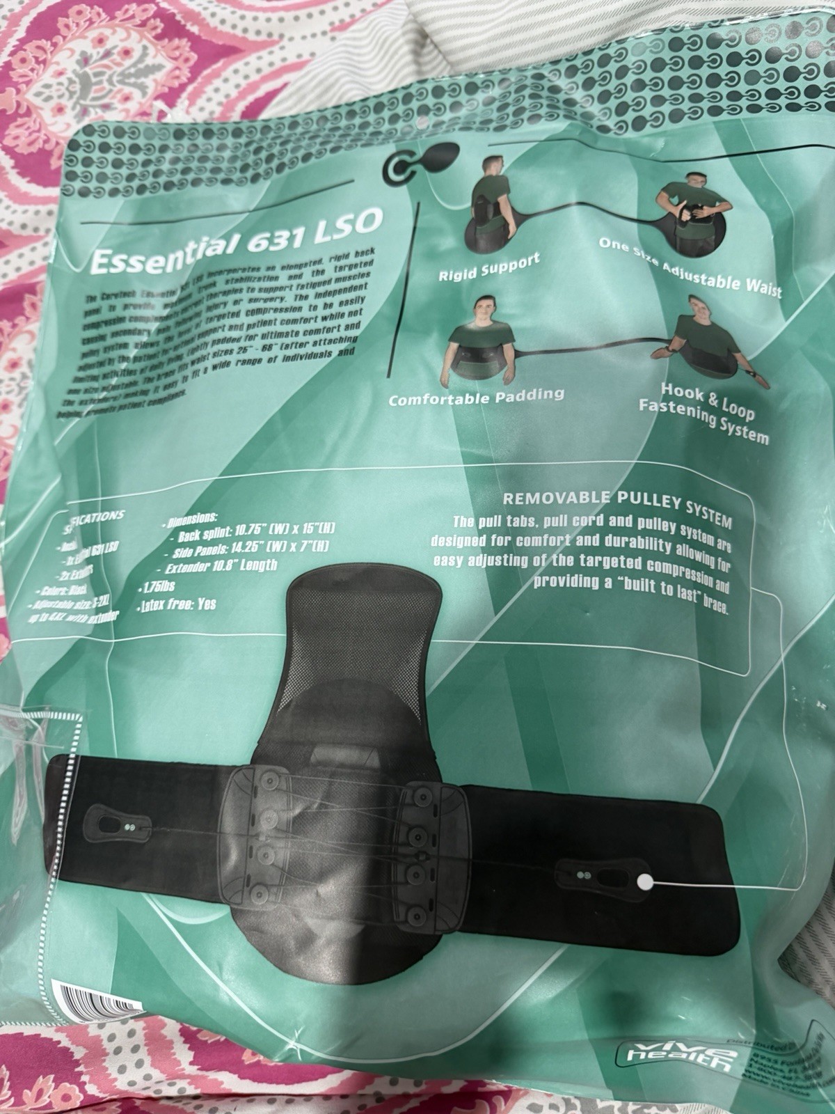 Coretech by Vive Health Essential 631 LSO Lumbar Support Belt One Size Black