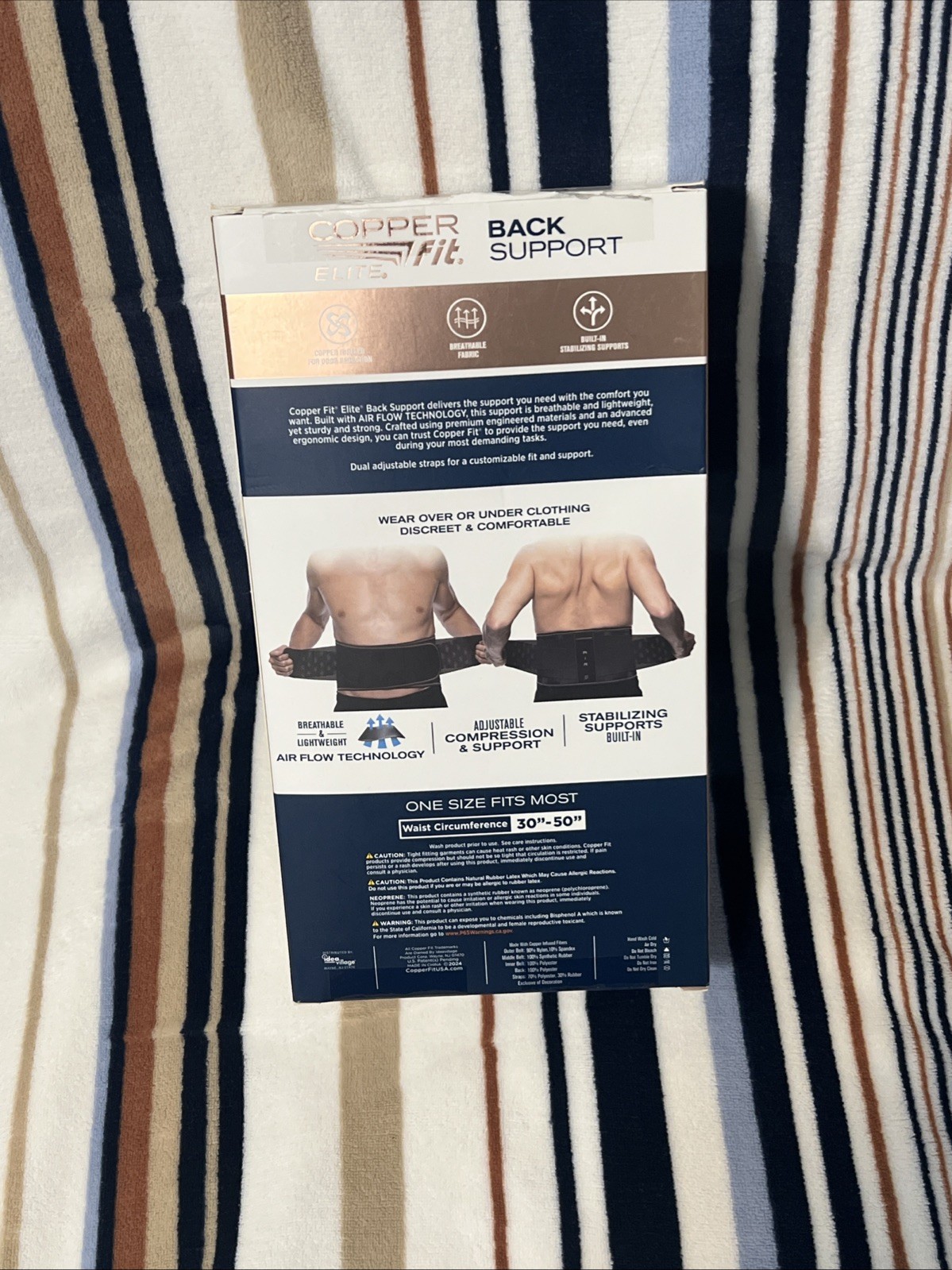 Copper Fit Elite Back Support AirFlow Adjustable Compression Double-Band 30-50″