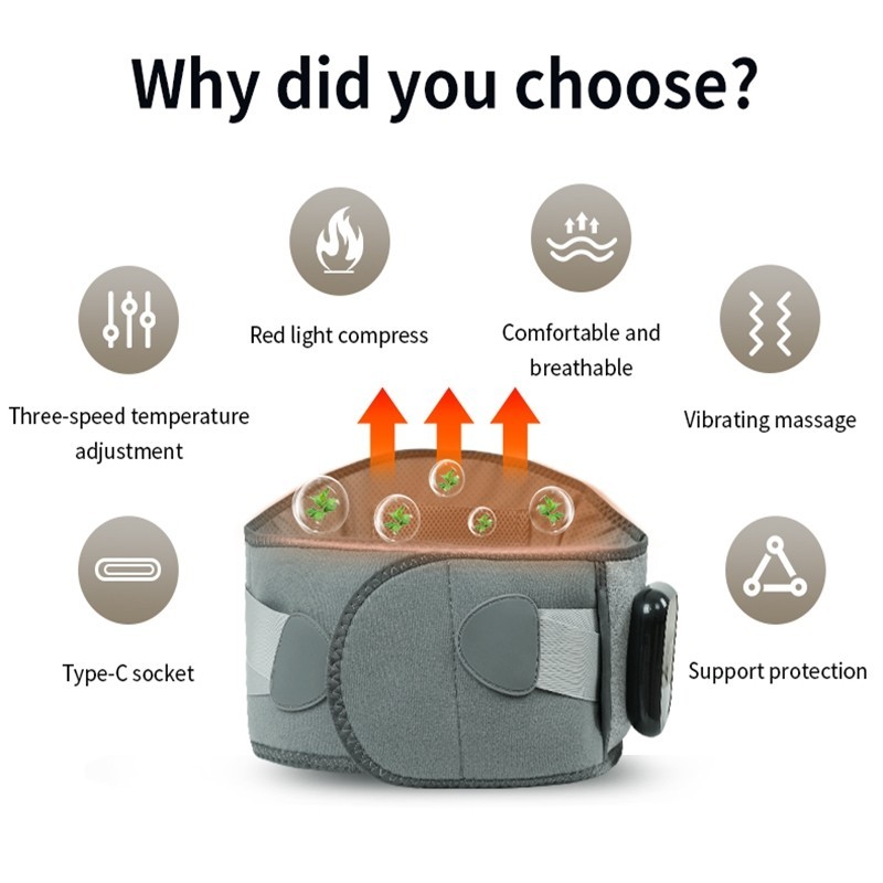 Electric Warming Belt Heating Waist Brace Lower Back Pain Relief Therapy Support