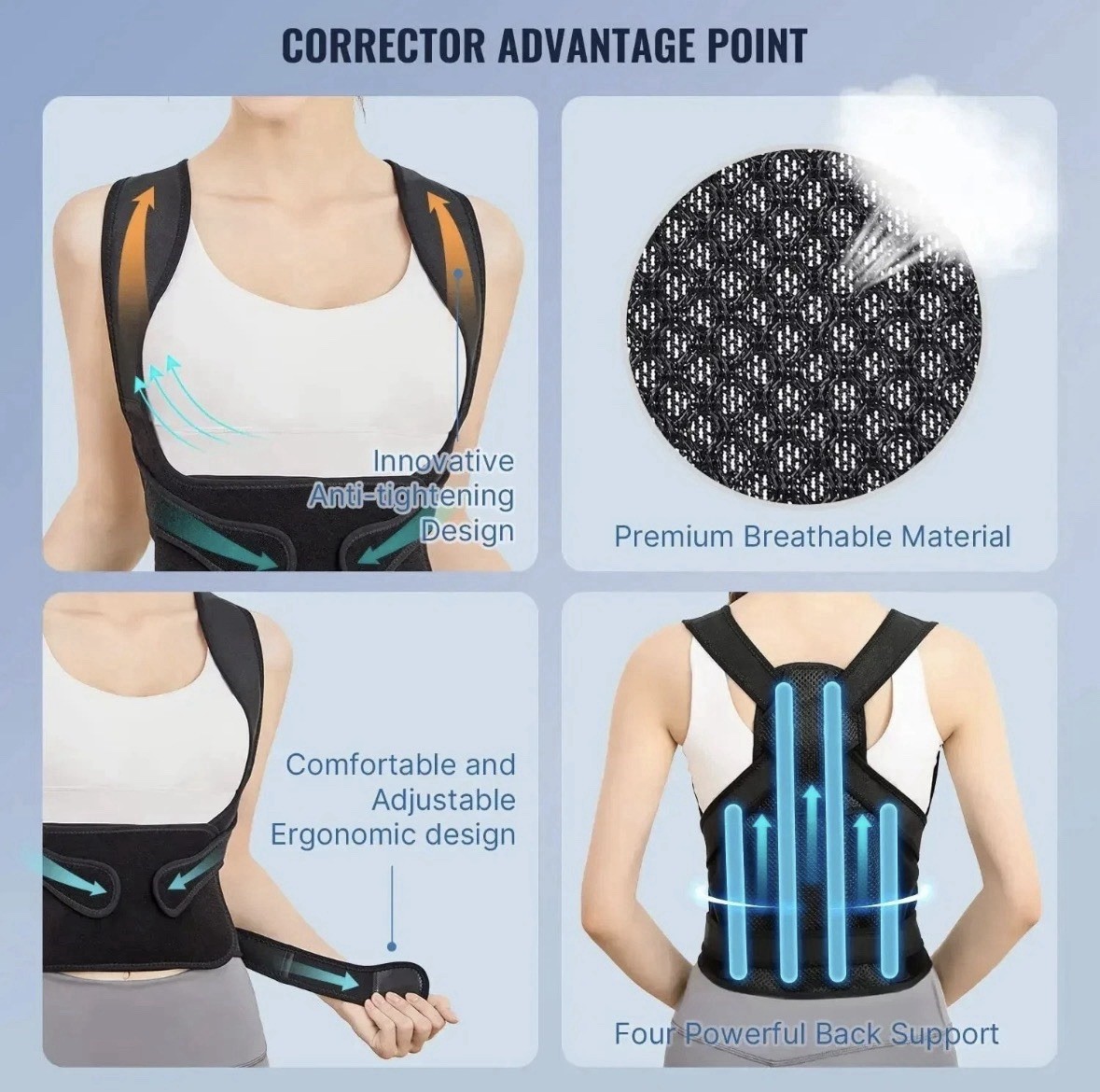 Back Brace Posture Corrector Women Men Straightener Adjustable Support-large
