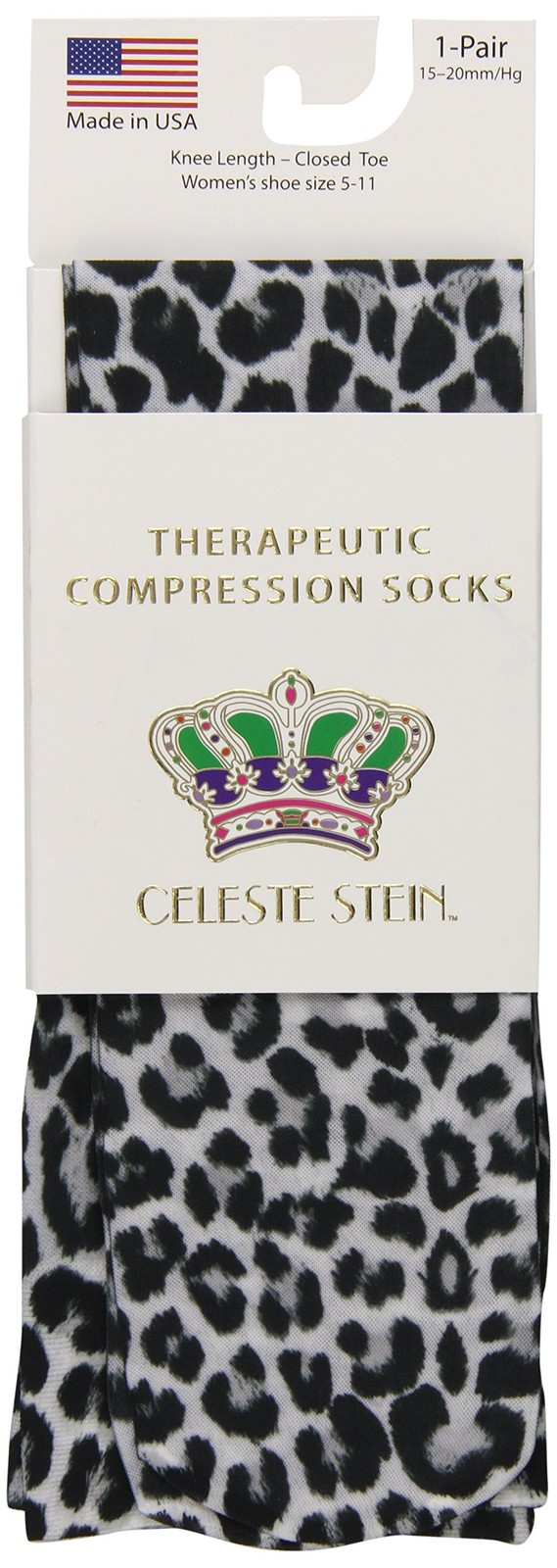 Therapeutic Compression Socks, Black Grey Spots, 15-20 mmhg, 1 Pair