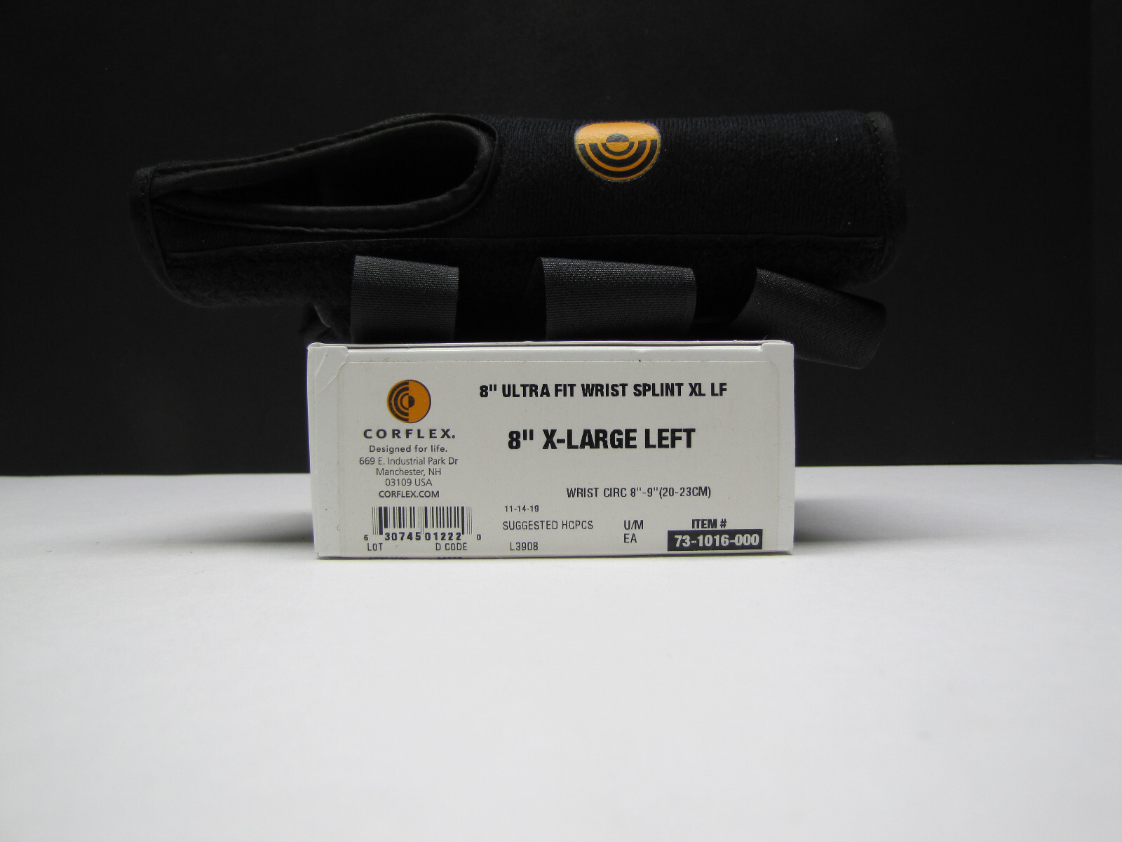 Corflex 8″ Ultra Fit Premium Wrist Splint Brace Support w Thumb Hole Left XLarge