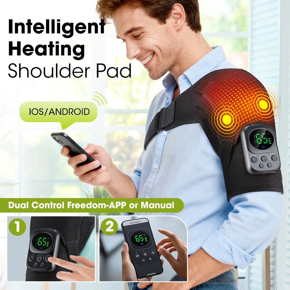 APP Control Heated Shoulder Massager with Heat Vibration Brace Joint Pain Relief