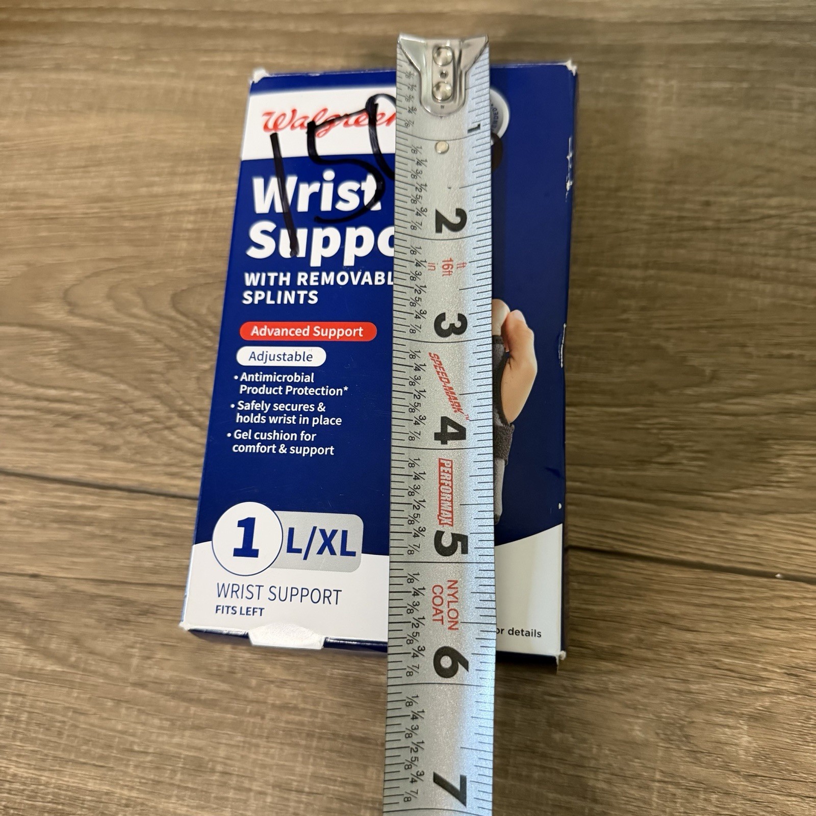 wrist support adjustable With Removable Splints. Fits Left Hand . L – XL