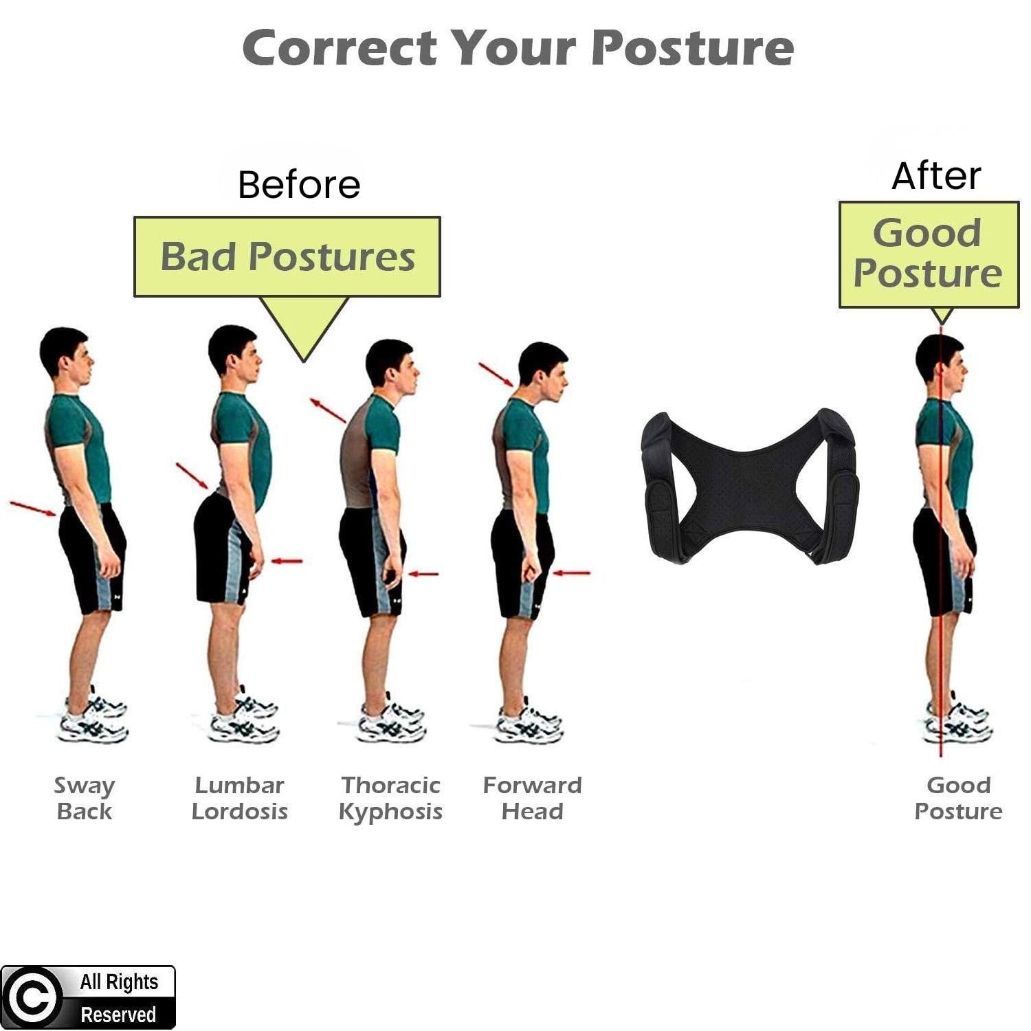 Adjustable Posture Corrector Brace for Men – Universal Fit Upper Back, Should…