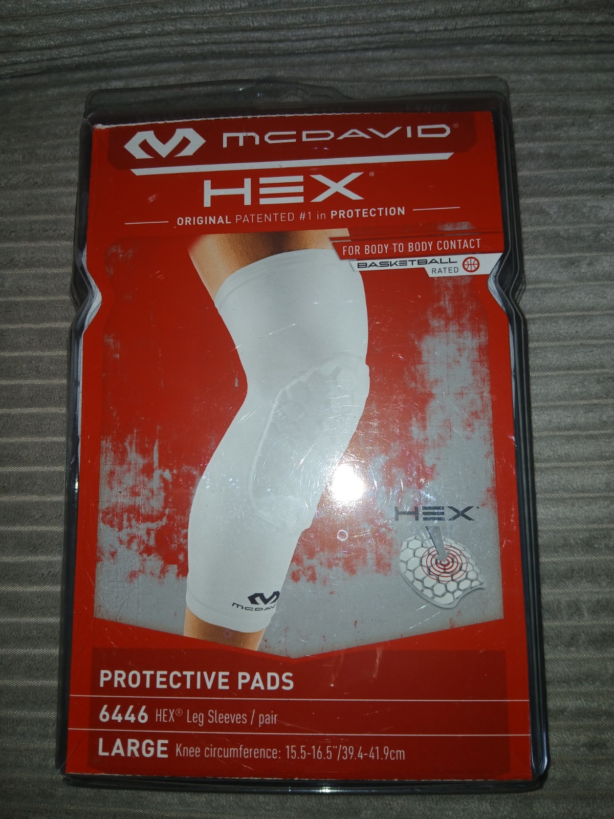 McDavid 6446 Protective Pads Hex Leg Sleeves Pair Protective White Large