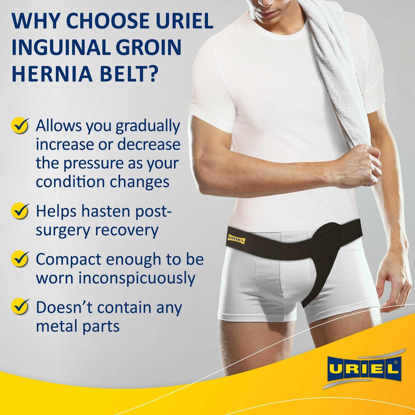 URIEL Left Side Hernia Belts Men Built Daily Wear & Long-Term Use, Ideal Living