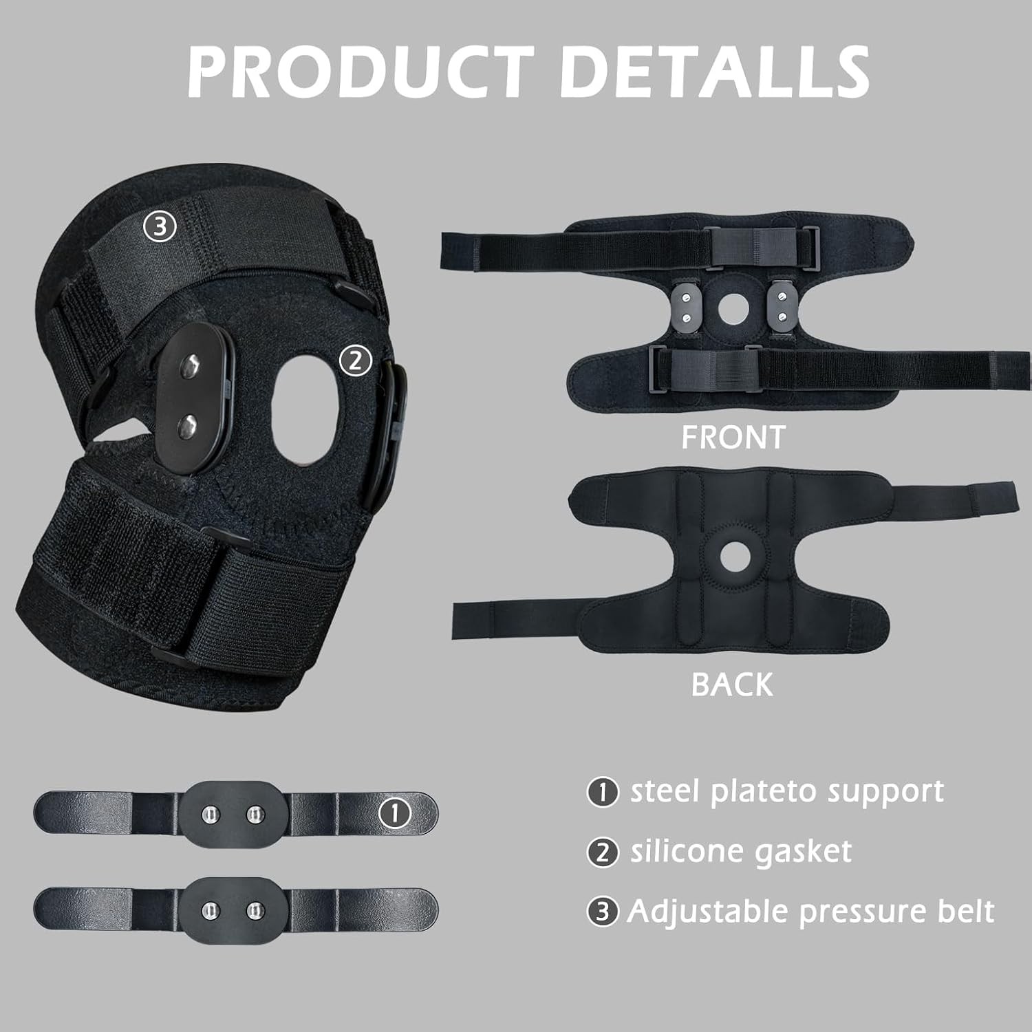 Hinged Knee Brace Compression Sleeve Joint Support Open Patella Stabilizer Wrap