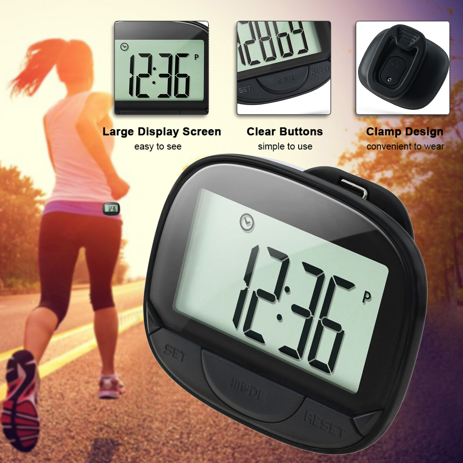 Multi-Functional Step Counter 3D Pedometer W/ Clip For Fitness Tracker Tool T6K4