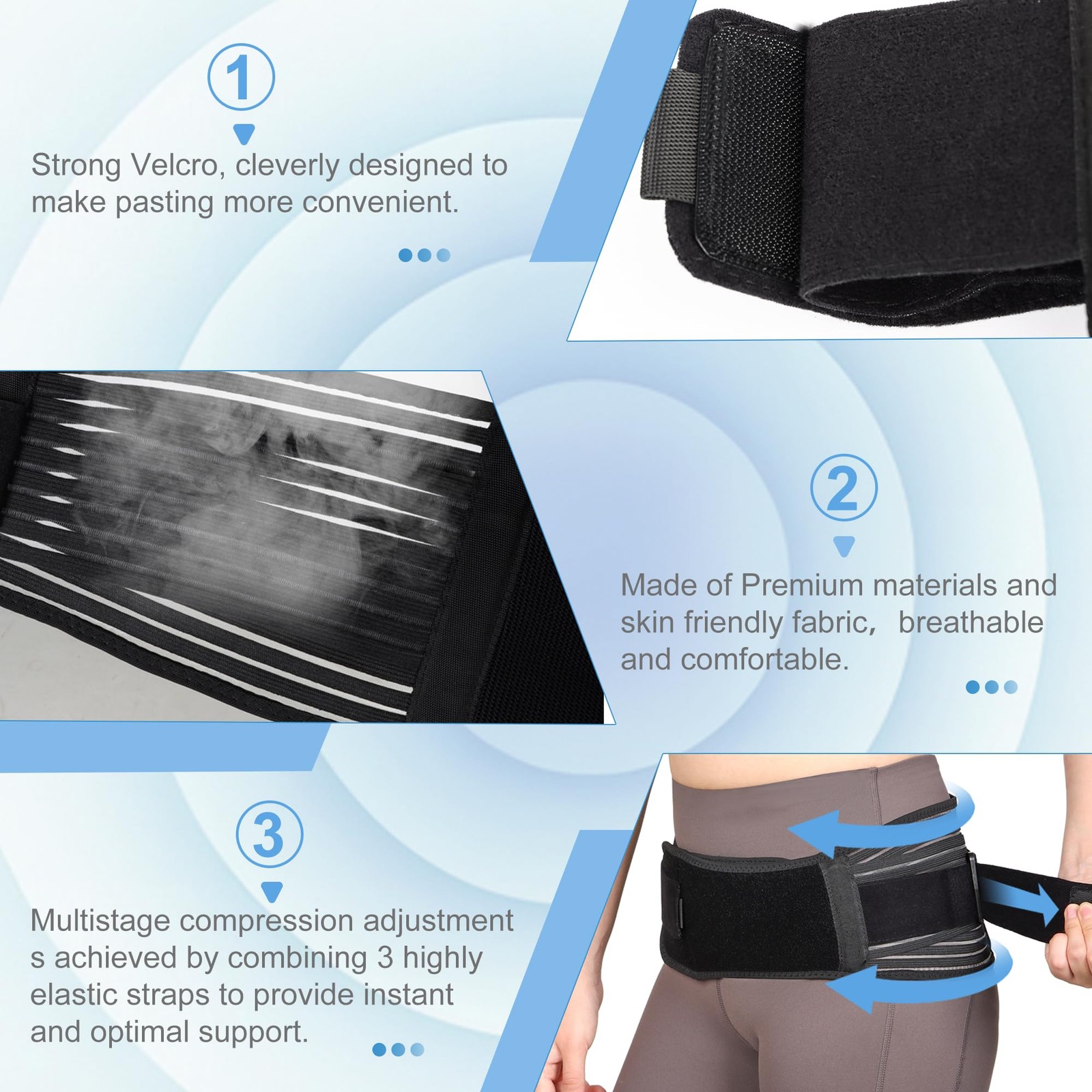 Adjustable SI Joint Hip Belt for Sciatica Pelvic Lower Back Pain Support Brace