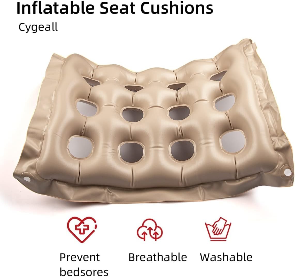 Inflatable Seat Cushions for Pressure Relief, Wheelchair Air Medium, Cream